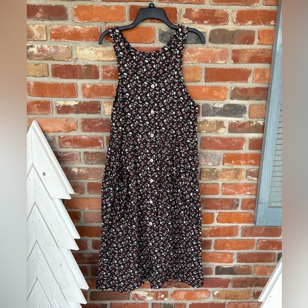 Handmade Casual Button Down Dress Butterflies Floral